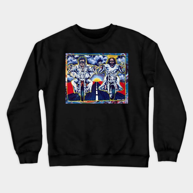 'Elvis & Jesus Hit the Road' Crewneck Sweatshirt by jerrykirk